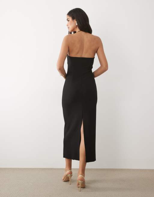 Mango – Maxikleid in Schwarz mit Riemchen-Neckholder, 4 von 4