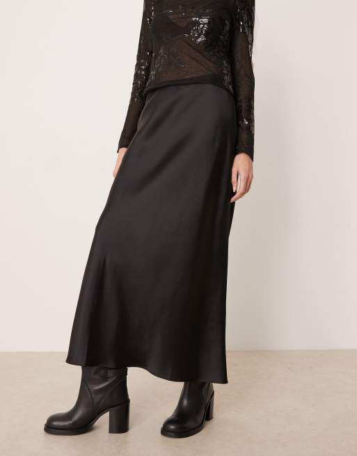 Mango – Maxirock aus Satin in Schwarz, 2 von 5