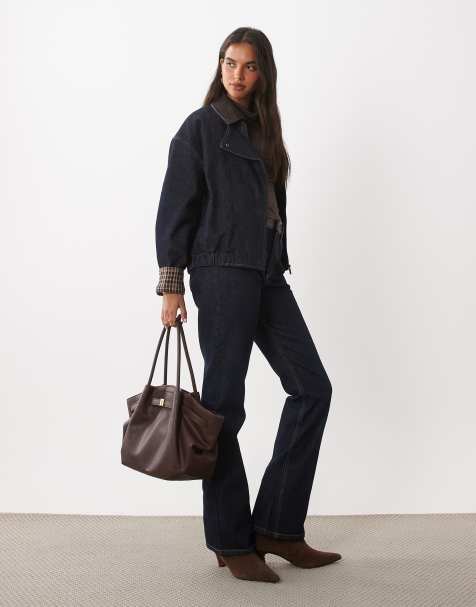 Mango - Maya - Coordinato con giacca di jeans con zip e jeans indaco con pelle sintetica a contrasto - view 1