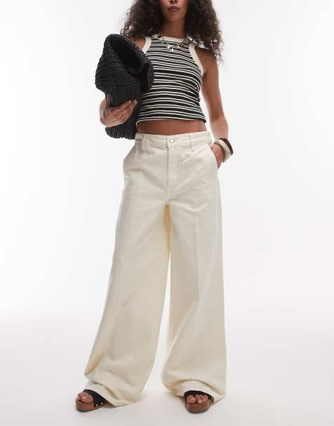 Mango – Maya – Relaxed-Fit-Jeans in Ecru mit geradem Bein - view 1