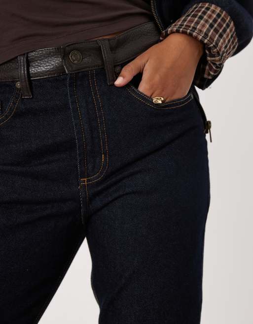 Mango Maya straight jean co-ord with contrast faux leather waistband, 2 of 5