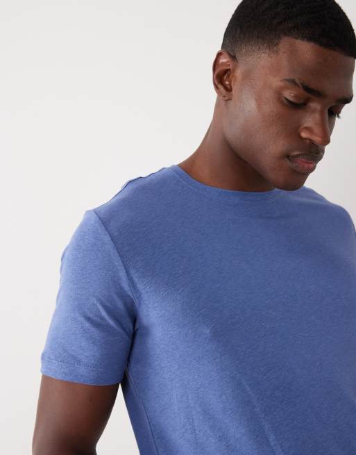 Mango – Mellanblå t-shirt i linnemix med smal passform, 3 av 5