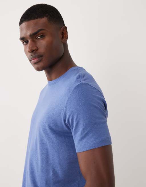 Mango – Mellanblå t-shirt i linnemix med smal passform, 5 av 5