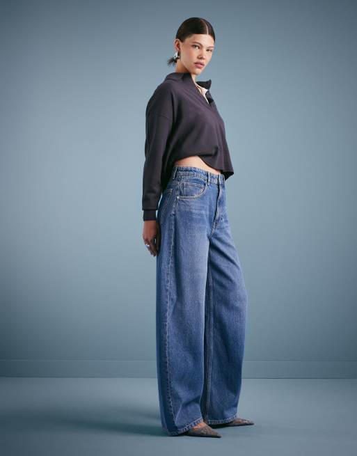 Mango - Mellemblå oversized jeans med tøndeformede ben i bomuld, 3 af 5