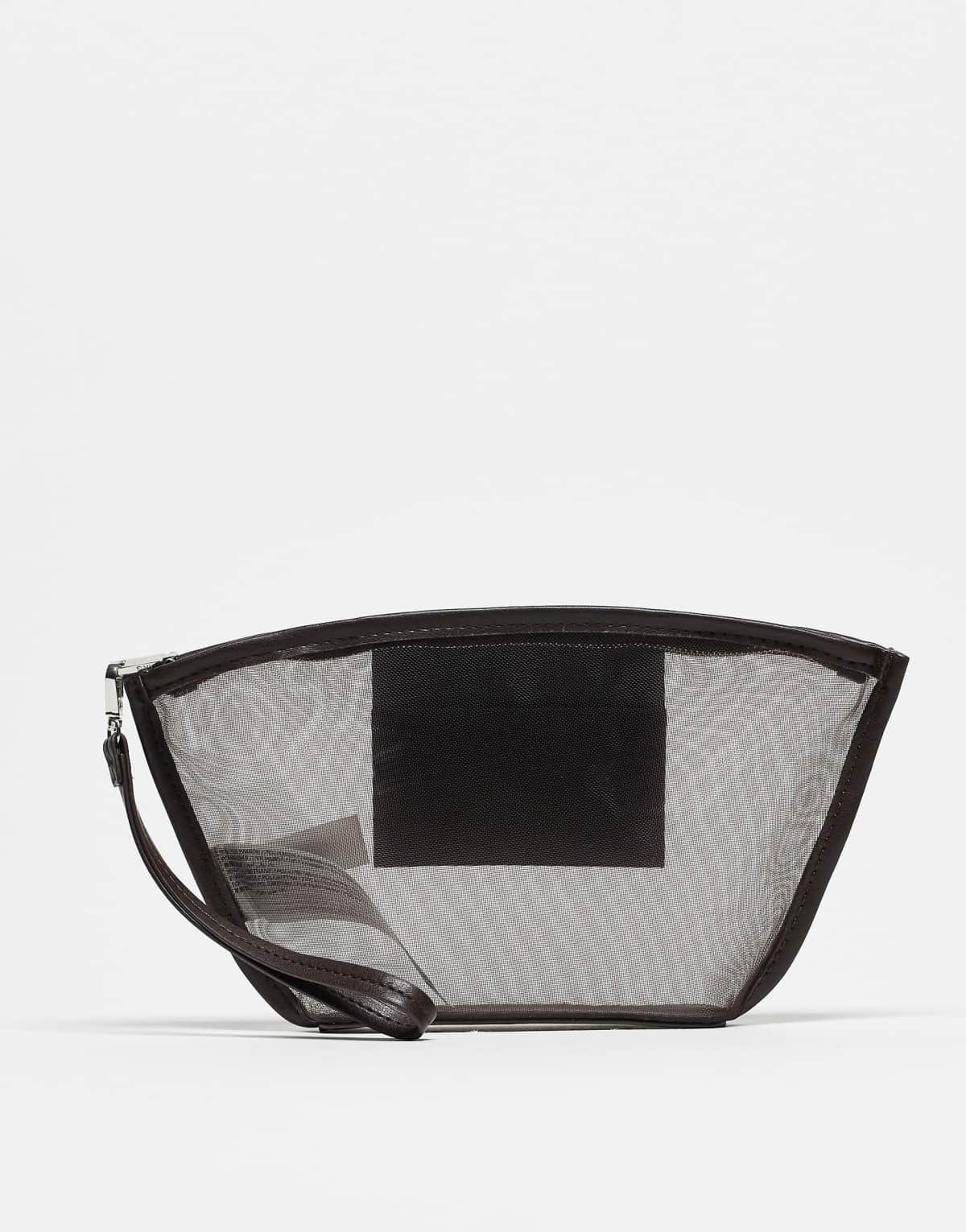 Mango mesh cosmetics bag in brown