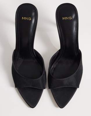 Mango Mesh Mules In Black