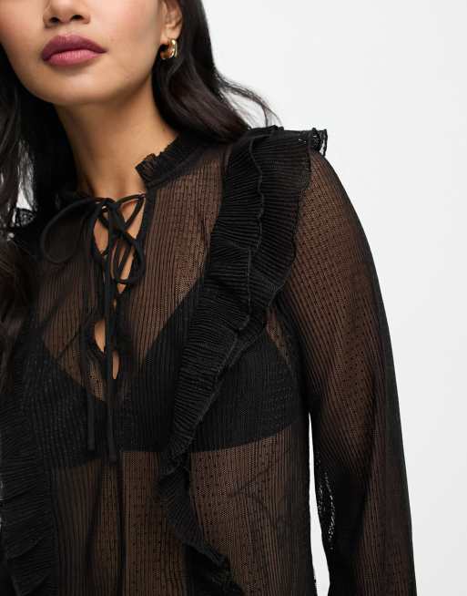 Ruffle 2024 mesh blouse