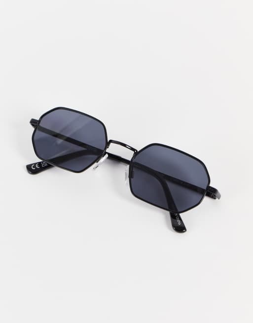 Mango metal rimmed hexagonal sunglasses in black, 4 of 4