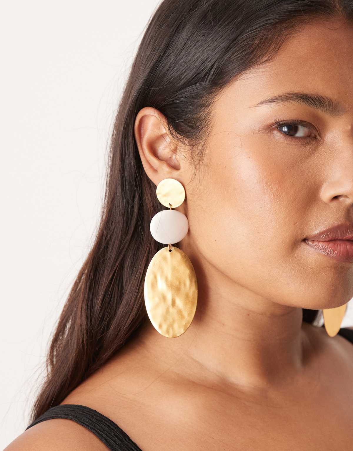 Mango metalic beaded earrings in gold