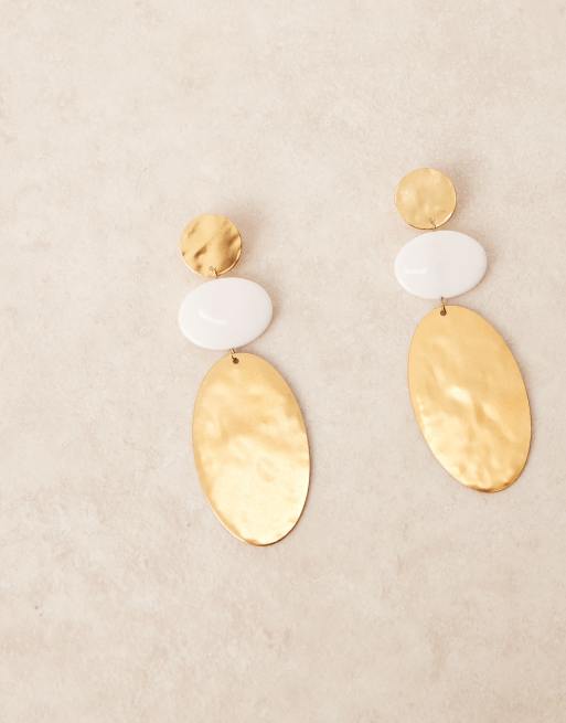 Mango metallic beaded earrings in gold, 3 of 3