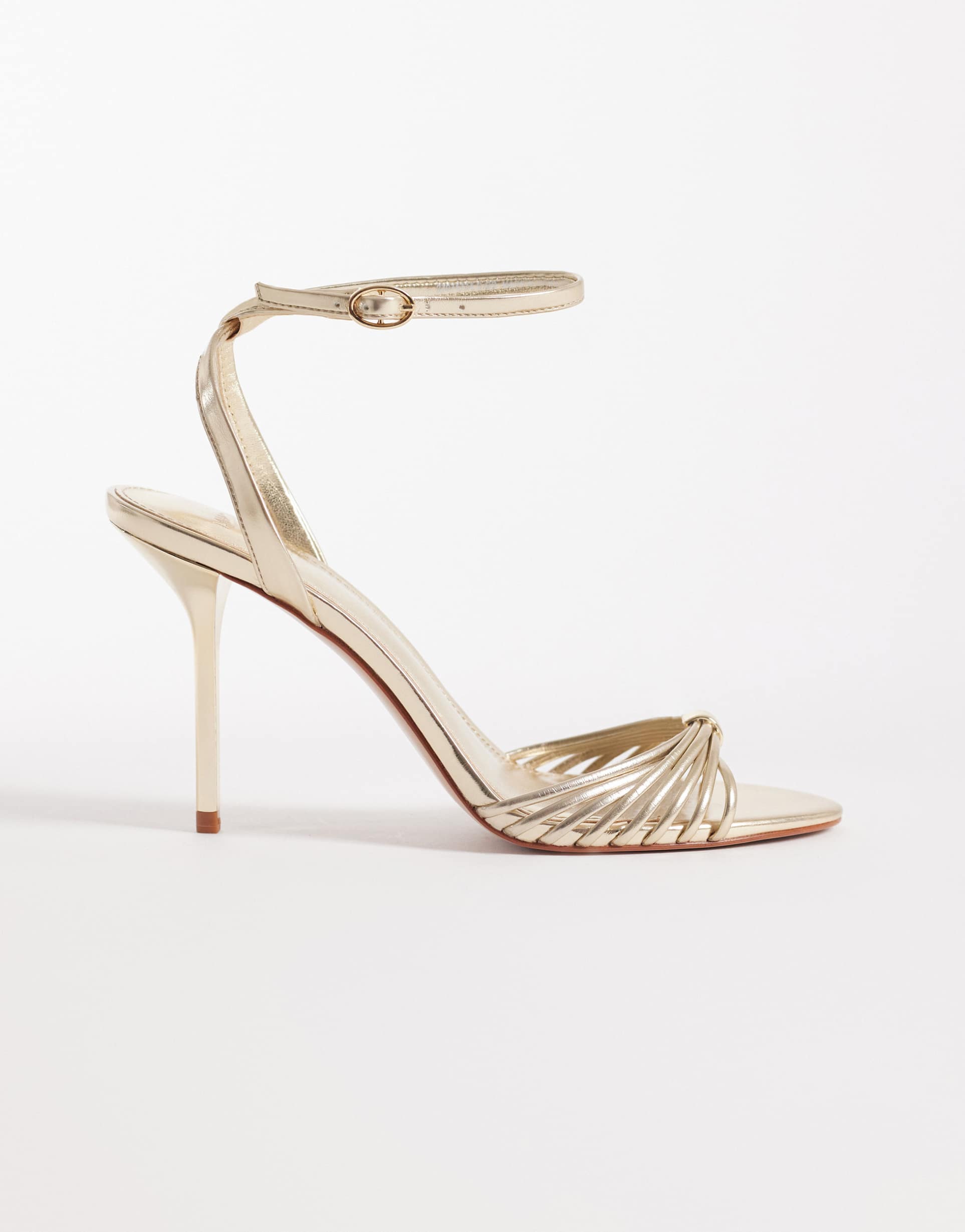 mango metallic high heeled sandals in gold