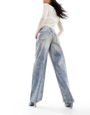 Mango - Metallic-Jeans in goldfarbener Waschung mit geradem Bein