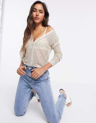 metallic thread cardigan