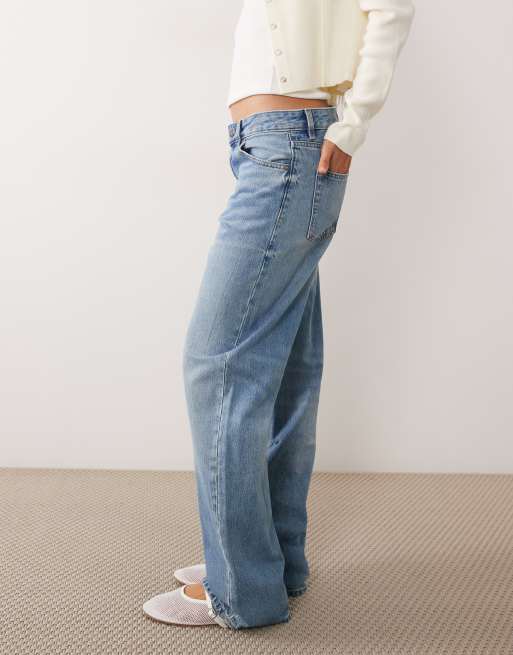 Mango Miami 100% cotton straight jeans in light blue, 4 of 5