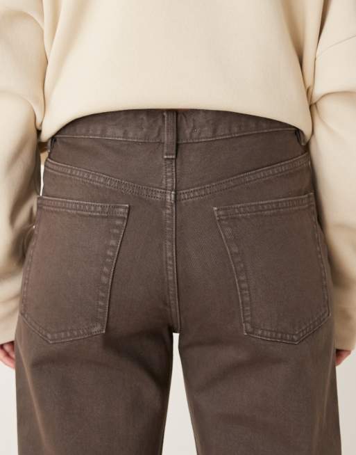 Mango – Miami – Brązowe bawełniane jeansy o prostym kroju z czystej bawełny, 5 z 5