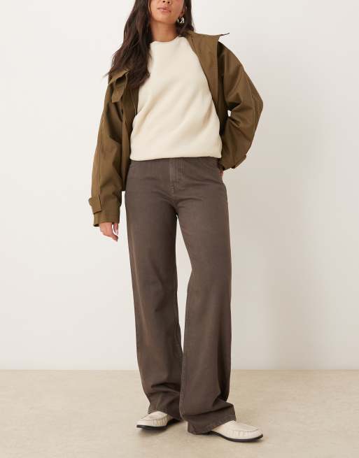 Mango Miami cotton straight jeans in brown