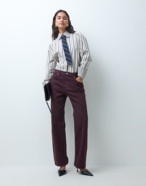 Mango Miami jean droit couleur vin - view 1