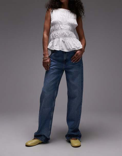 Mango - Miami - Oversized jeans met rechte pijpen in lichtblauw - view 1