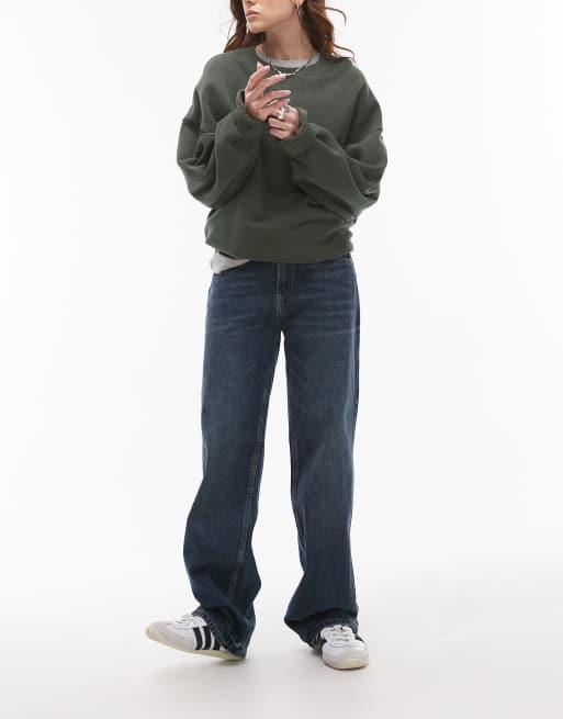 Mango - Miami - Rechte jeans met halfhoge taille en vintage blauwe wassing