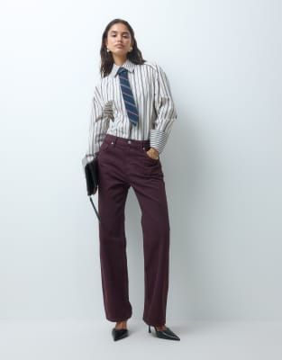 Mango Miami Straight Jean In Burgundy