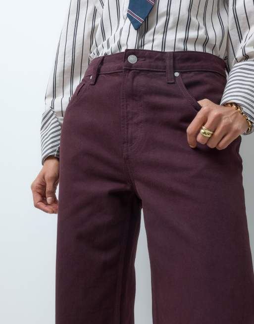 Mango Miami straight jeans i vinrød, 3 af 5