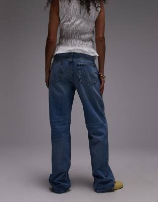 Mango Miami Straight Leg Oversized Jeans In Blue