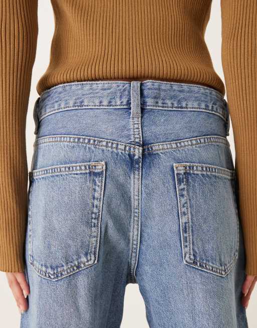 Mango Miami straight leg oversized jeans in light blue