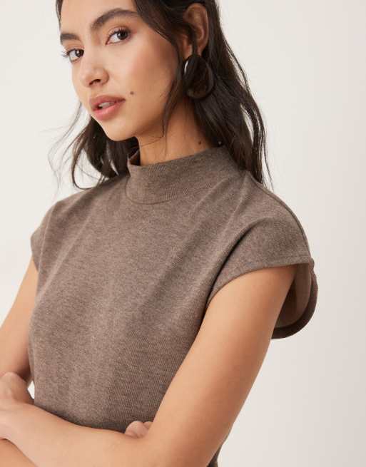 Mango Michi high neck sleeveless soft touch co-ord in brown, 4 of 4