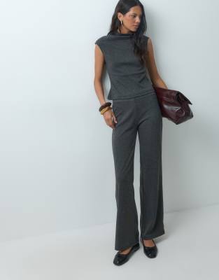 Mango Michi Straight Pants In Gray