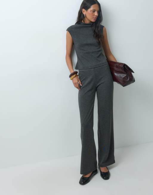 Mango Michi high neck sleeveless top & trouser co-ord in charcoal, 3 of 3
