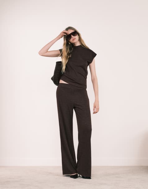 Mango - Michi - Zachte rechte broek in bordeauxrood, deel van co-ord set - view 1