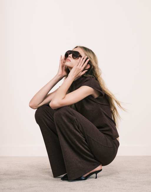 Mango - Michi - Zachte rechte broek in bordeauxrood, deel van co-ord set, 5 van 5