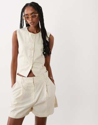 Mango Michy Cotton Rich Bermuda Shorts In Yellow