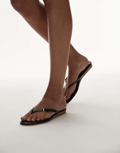 Mango micro wedge sandals with buckle details in black - view 1