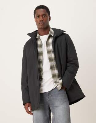 Mango Mid Length Parka Jacket With Hood In Black
