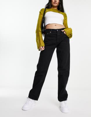 Mango mid rise straight leg jeans in black - ASOS Price Checker