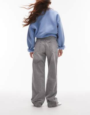 Mango Mid Rise Straight Leg Jeans In Gray