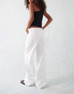 Mango Mid Rise Straight Leg Jeans In White