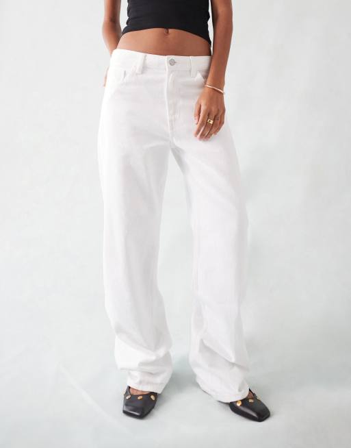 Mango mid rise straight leg jeans in white ASOS