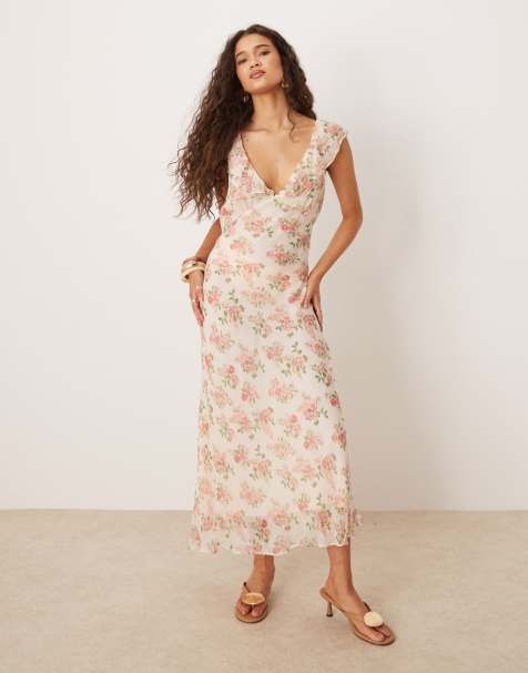 Mango – Midaxi-Kleid mit Blumenprint, V-Ausschnitt und Rüschen - view 1