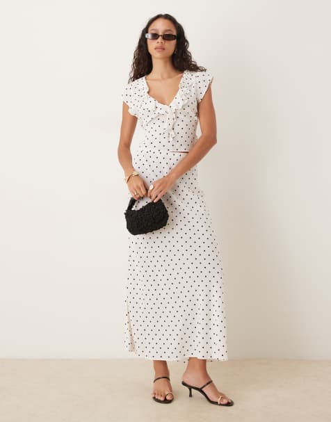 Mango midaxi skirt co-ord in polka dot