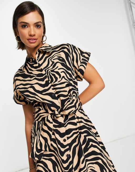 Zebra print 2025 shirt dress