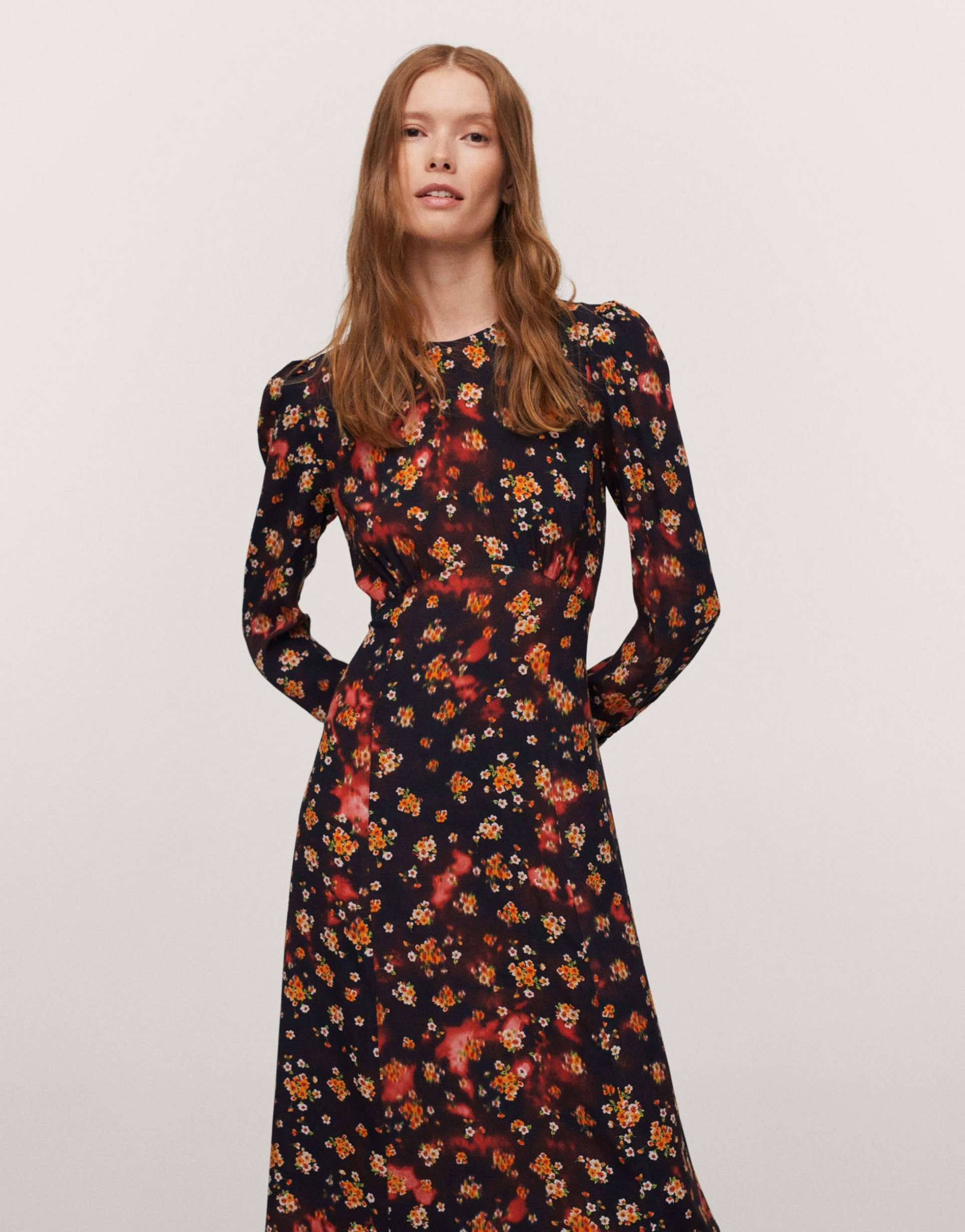 <b>Mango</b> midi <b>dress</b> in 70&apos;s floral, 3 of 4.