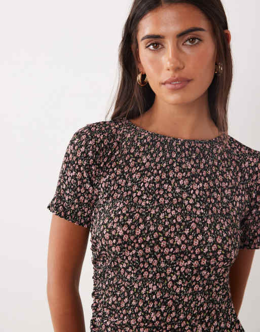 Mango midi dress in black floral print, 3 of 4