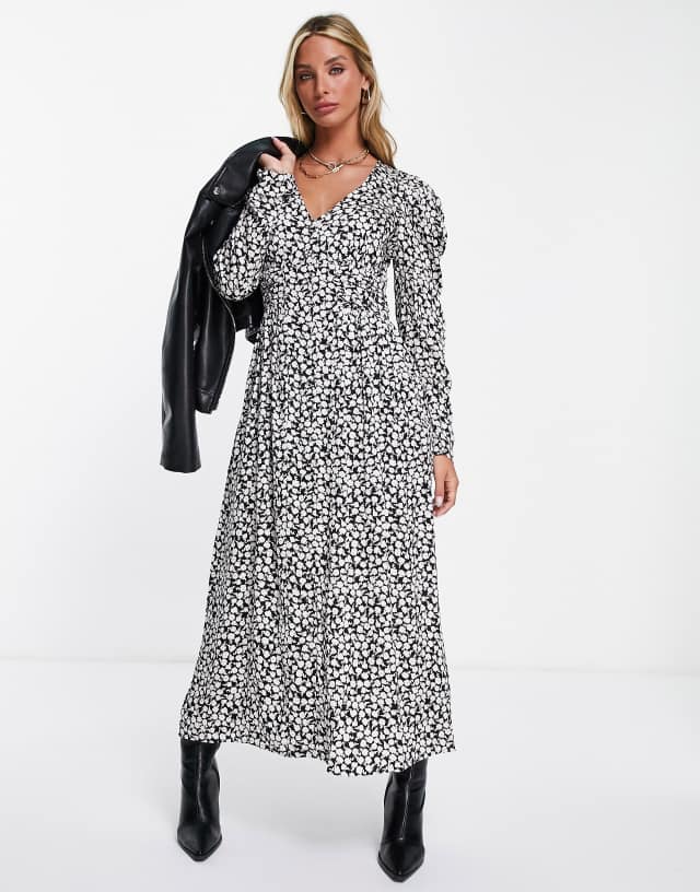 Mango midi dress in mono print