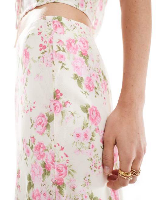 Mango midi floral print skirt in white - part of a set