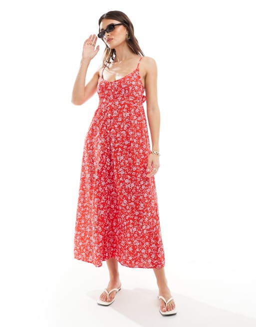 Mango - Midi jurk met bloemenprint in rood