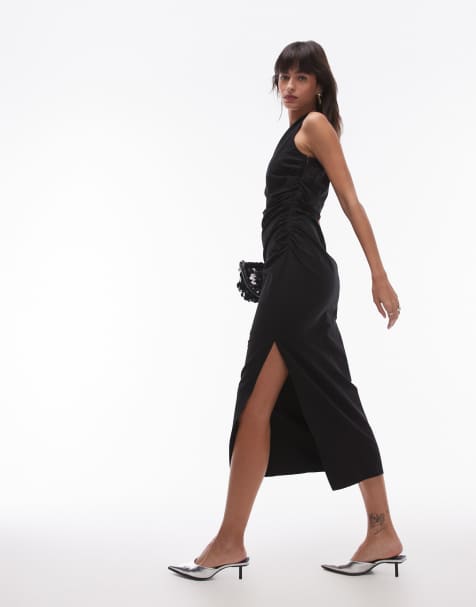 Mango - Midi jurk met blote schouders in zwart - view 1