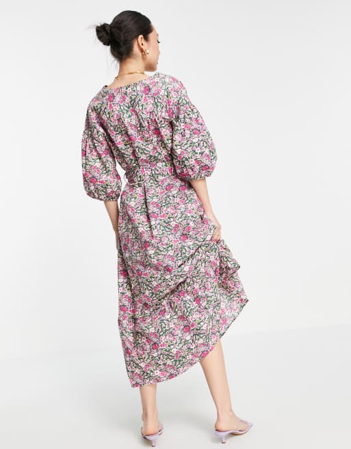 送料込 マンゴ Mango レディース ワンピース ミドル丈 ワンピース ドレス Midi Poplin Floral Dress In Pink ピンク 最安値 Icctower Mn