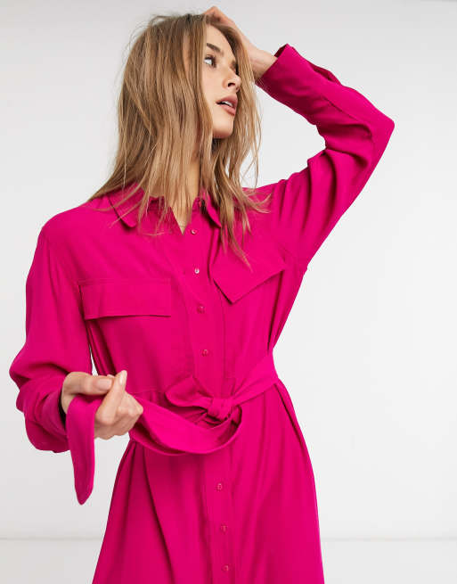 Mango midi shirt dress in pink